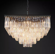 1920s Odeon Multi-Tier Crystal Square chandelier 34