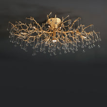 Load image into Gallery viewer, Brass Branch Ceiling Light with Glass Raindrop Pendants Light