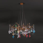 Modern Colorful Crystal Flower Drop Branch Chandelier Light