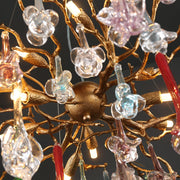 Modern Colorful Crystal Flower Drop Branch Chandelier Light