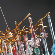 Modern Colorful Crystal Flower Drop Branch Chandelier Light