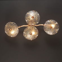 Load image into Gallery viewer, Modern Branch Brass 4 Lotus Leaves Wall Sconce