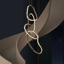 Load image into Gallery viewer, Mamie Rock Crystal 5 Rings Chandelier, Upscale Restaurants Lamp