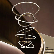 Load image into Gallery viewer, Mamie Multi Rings Rock Crystal Chandelier for Staircase
