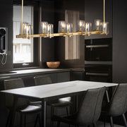 Pauillac Island Linear Chandelier Clear Glass for Kitchen