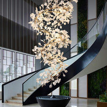 Load image into Gallery viewer, Gingko Porcelain Petal Staircase Modern Chandelier, Long Branch Chandelier
