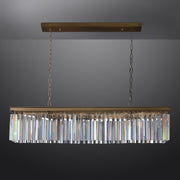 1920s Odeon Crystal Island Linear Chandelier Brass 49