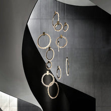 Load image into Gallery viewer, Mamie Rock Crystal 12 Rings Staircase Chandelier, Interior Decoration Chandelier