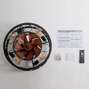 Maeve Cage Ceiling Fan Modern Black Indoor Leafless Ceiling Fan For Bedroom