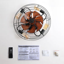 Load image into Gallery viewer, Maeve Recessed Cage Industrial Ceiling Fan For Indoor And Outdoor Porch Patio Kitchen Bedroom Farmhouse