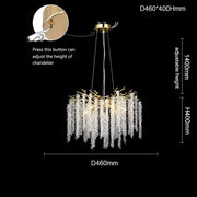 Neve Metal Lighting Living Room Branch Chandelier Glass Lamp