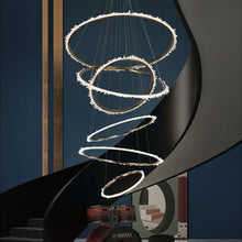 Load image into Gallery viewer, Mamie Multi Rings Rock Crystal Chandelier for Staircase
