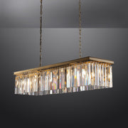 1920s Odeon Crystal Island Linear Chandelier Brass 49