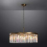 1920s Odeon Crystal Round Chandelier Brass 32