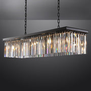 1920s Odeon Crystal Island Linear Chandelier Black 39