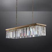 1920s Odeon Crystal Island Linear Chandelier Brass 49