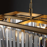 1920s Odeon Crystal Island Linear Chandelier Brass 49