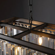 1920s Odeon Crystal Island Linear Chandelier Black 39