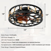 Maeve Cage Ceiling Fan Modern Black Indoor Leafless Ceiling Fan For Bedroom