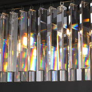 1920s Odeon Crystal Island Linear Chandelier Polished Nickel 49