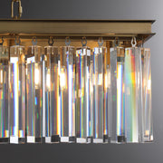 1920s Odeon Crystal Island Linear Chandelier Brass 49