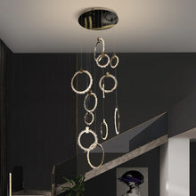 Load image into Gallery viewer, Mamie Rock Crystal 12 Rings Staircase Chandelier, Interior Decoration Chandelier
