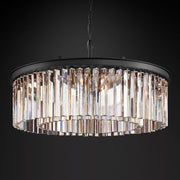 1920s Odeon Crystal Round Chandelier Black 32