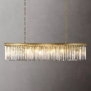 1920s Odeon Crystal Island Linear Chandelier Brass 49