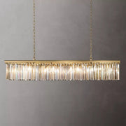 1920s Odeon Crystal Island Linear Chandelier Brass 49