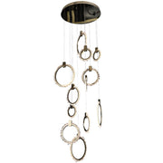 Mamie Rock Crystal 12 Rings Staircase Chandelier, Interior Decoration Chandelier
