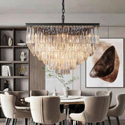 1920s Odeon Multi-Tier Crystal Square chandelier 34