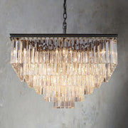 1920s Odeon Multi-Tier Crystal Square chandelier 34