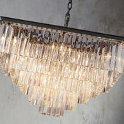1920s Odeon Multi-Tier Crystal Square chandelier 34