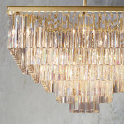 1920s Odeon Multi-Tier Crystal Square chandelier 34