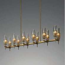 Load image into Gallery viewer, Dave Glass Brass Linear Chandelier Light for Dining Room