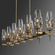 Dave Glass Brass Linear Chandelier Light for Dining Room