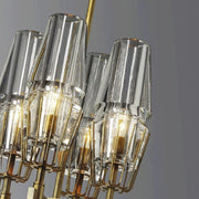 Dave Glass Brass Linear Chandelier Light for Dining Room