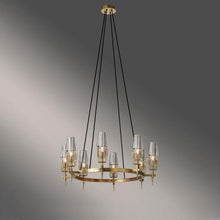Load image into Gallery viewer, Dave Glass Brass Round Chandelier Light for Dining Room
