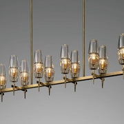 Dave Glass Brass Linear Chandelier Light for Dining Room