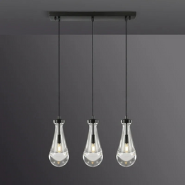 Rain Glass Round Chandelier 3 Lights (Cord)