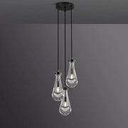 Rain Glass Round Chandelier 3 Lights (Cord)