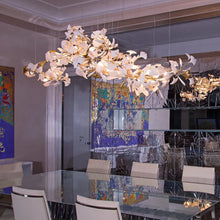 Load image into Gallery viewer, Raven Porcelain Linear Chandelier Gold