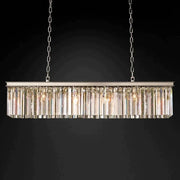 1920s Odeon Crystal Island Linear Chandelier Polished Nickel 49