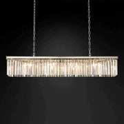 1920s Odeon Crystal Island Linear Chandelier Polished Nickel 49