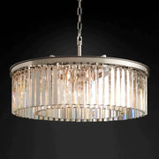 1920s Odeon Crystal Round Chandelier Polished Nickel 32