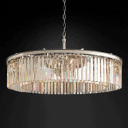 1920s Odeon Crystal Round Chandelier Polished Nickel 32