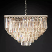 1920s Odeon Multi-Tier Crystal Square chandelier 34