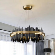 Flowing Hill and Valleys LED Round Modern Bedroom Light Fixtures, Living Room Chandeliers