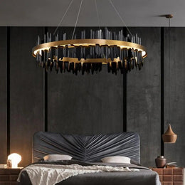 Flowing Hill and Valleys LED Round Modern Bedroom Light Fixtures, Living Room Chandeliers