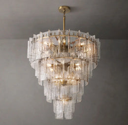 Lattice Tiered Clear/Smoke Glass Chandelier 36